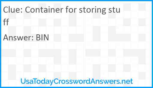 Container for storing stuff Answer