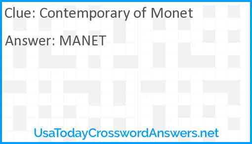Contemporary of Monet Answer