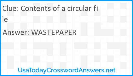 Contents of a circular file Answer