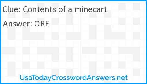 Contents of a minecart Answer