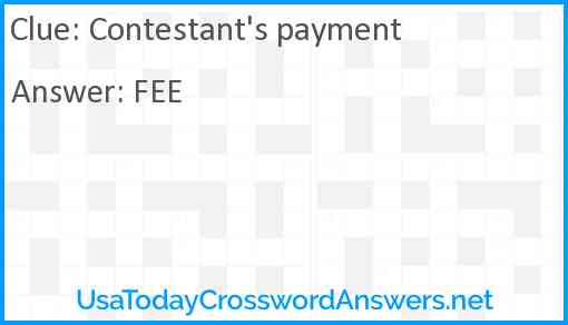 Contestant's payment Answer