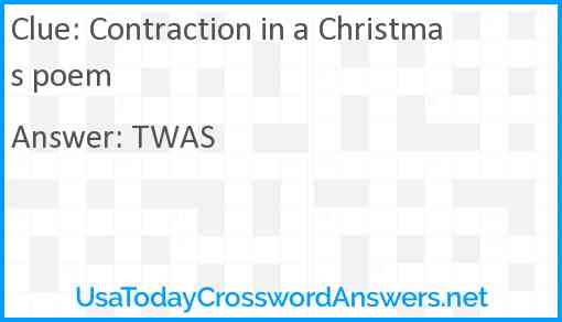 Contraction in a Christmas poem Answer