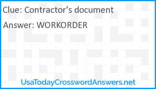 Contractor's document Answer
