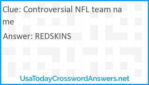 Controversial NFL team name Answer