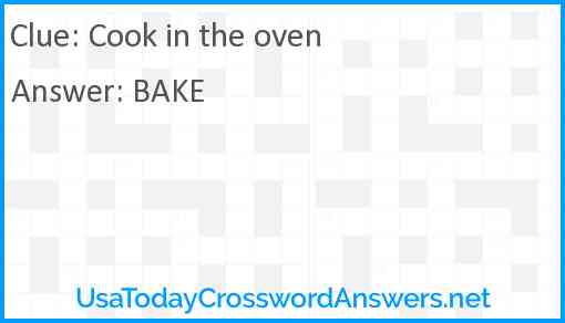 Cook in the oven Answer