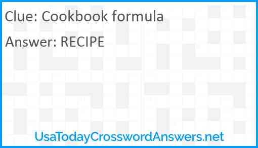 Cookbook formula Answer