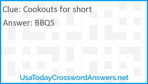 Cookouts for short Answer