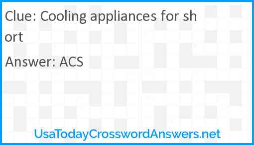 Cooling appliances for short Answer