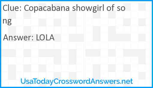 Copacabana showgirl of song Answer