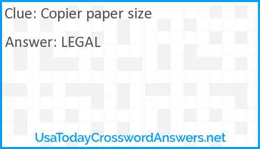 Copier paper size Answer