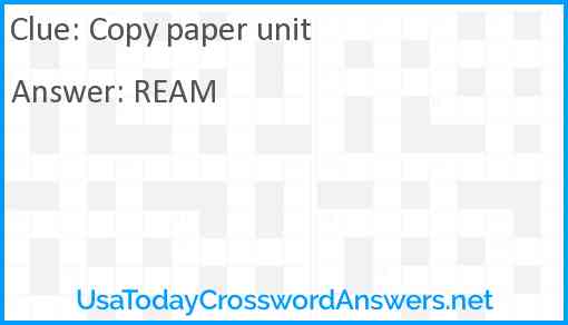 Copy paper unit Answer