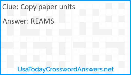 Copy paper units Answer