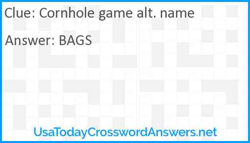 Cornhole game alt. name Answer