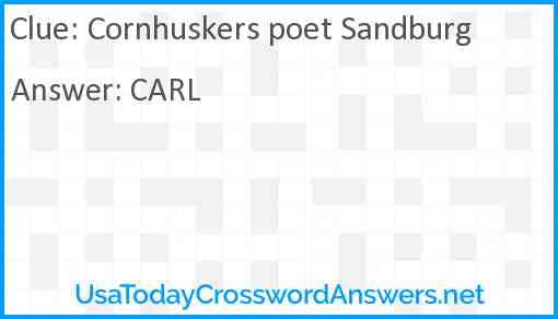 Cornhuskers poet Sandburg Answer