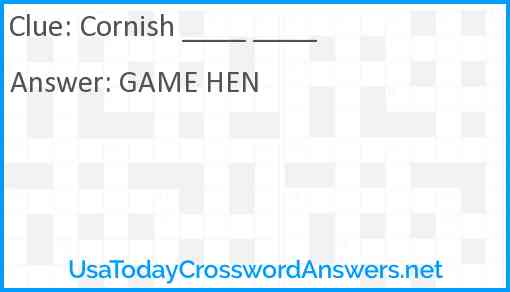 Cornish ____ ____ Answer