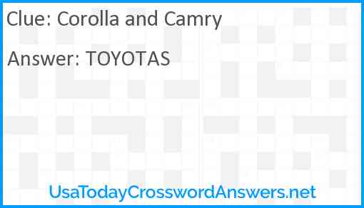 Corolla and Camry Answer