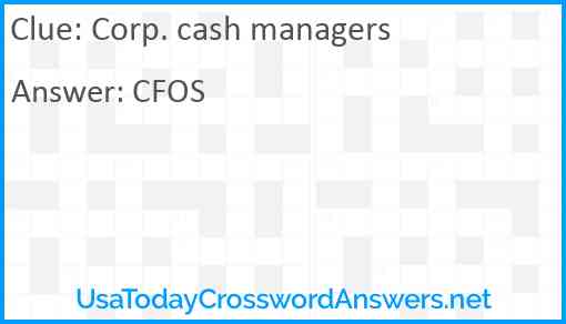 Corp. cash managers Answer