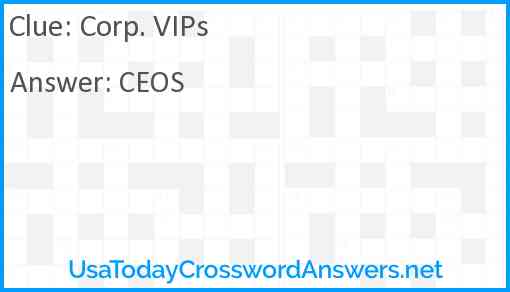 Corp. VIPs Answer