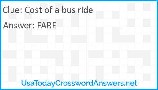 Cost of a bus ride Answer