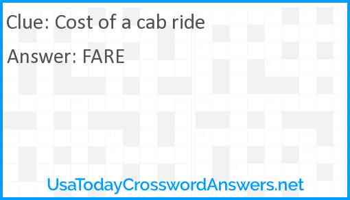 Cost of a cab ride Answer