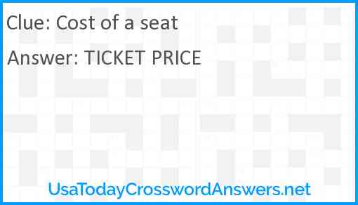 Cost of a seat Answer
