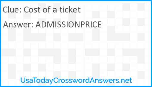 Cost of a ticket Answer