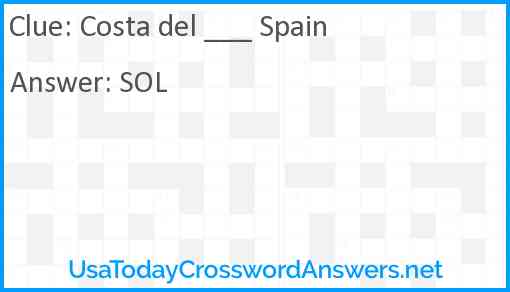 Costa del ___ Spain Answer