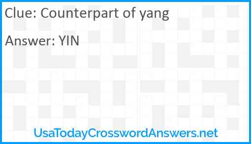 Counterpart of yang Answer