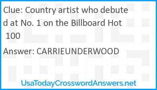 Country artist who debuted at No. 1 on the Billboard Hot 100 Answer