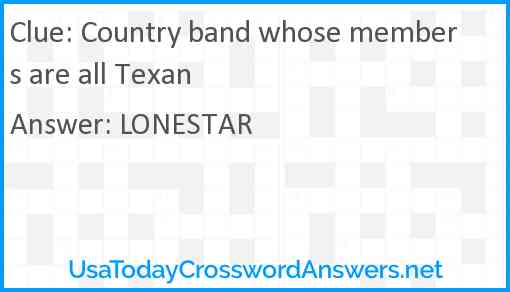 Country band whose members are all Texan Answer