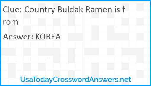 Country Buldak Ramen is from Answer