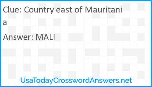 Country east of Mauritania Answer