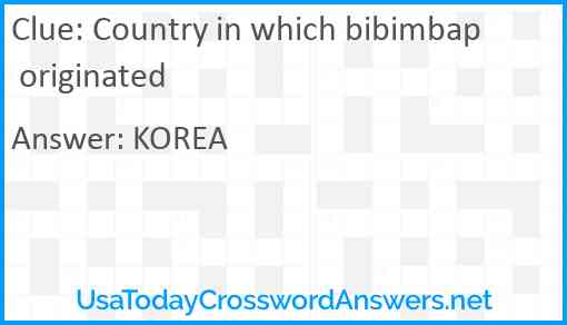 Country in which bibimbap originated Answer