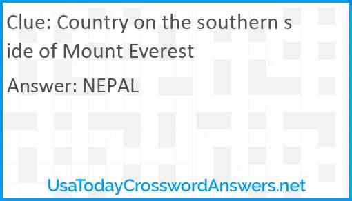 Country on the southern side of Mount Everest Answer