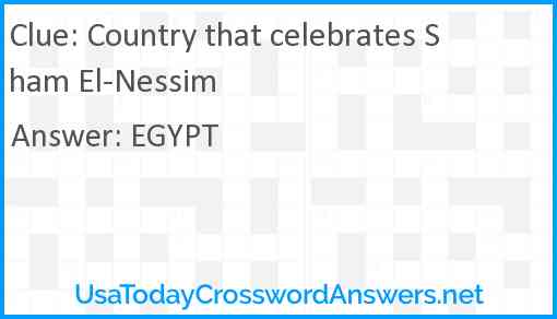 Country that celebrates Sham El-Nessim Answer