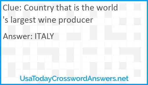 Country that is the world's largest wine producer Answer