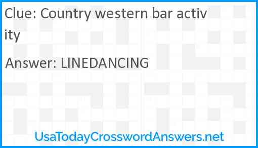Country western bar activity Answer