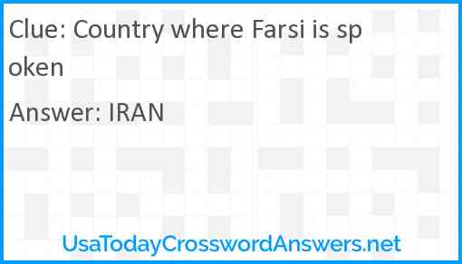 Country where Farsi is spoken Answer