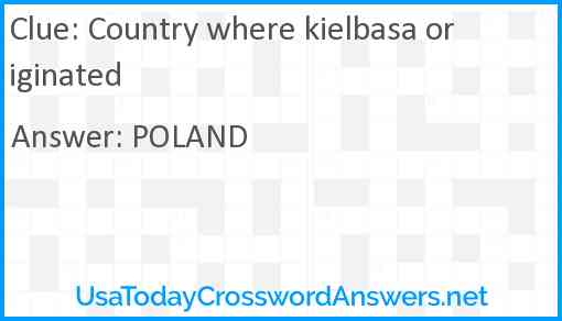 Country where kielbasa originated Answer