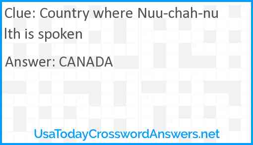 Country where Nuu-chah-nulth is spoken Answer