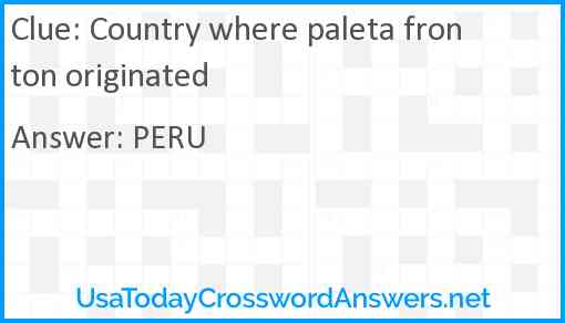 Country where paleta fronton originated Answer