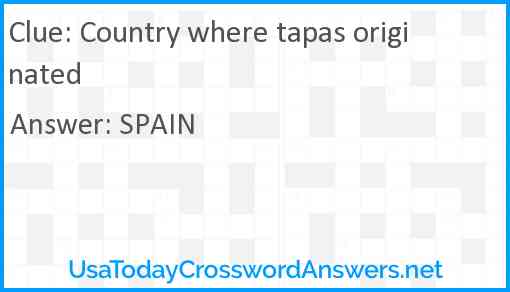 Country where tapas originated Answer