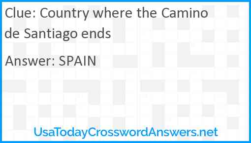 Country where the Camino de Santiago ends Answer