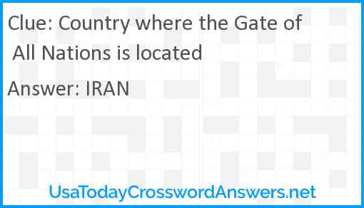 Country where the Gate of All Nations is located Answer