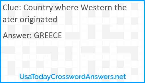 Country where Western theater originated Answer