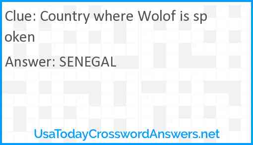 Country where Wolof is spoken Answer