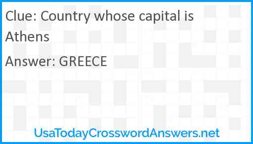 Country whose capital is Athens Answer