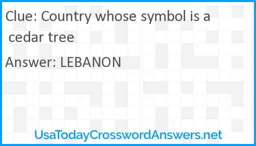 Country whose symbol is a cedar tree Answer