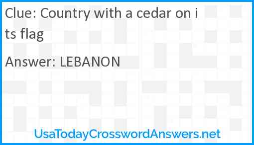 Country with a cedar on its flag Answer