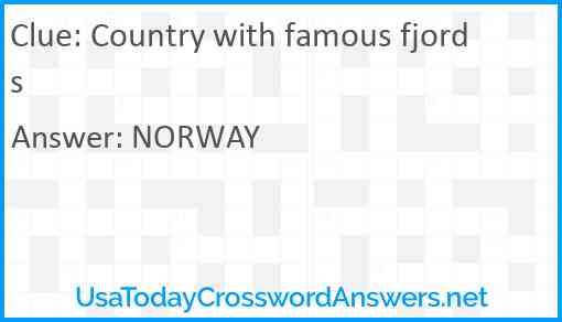 Country with famous fjords Answer